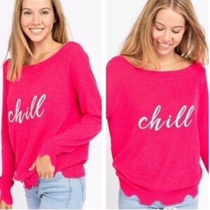 Le Lis Chill Hot Pink Sweater Large